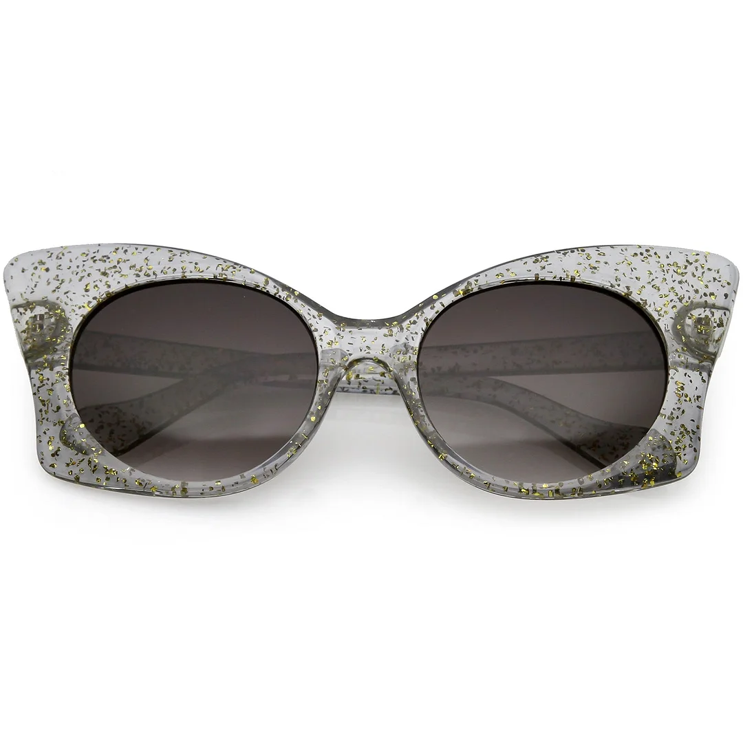Translucent Oversize Glitter Butterfly glasses Round Lens 54mm