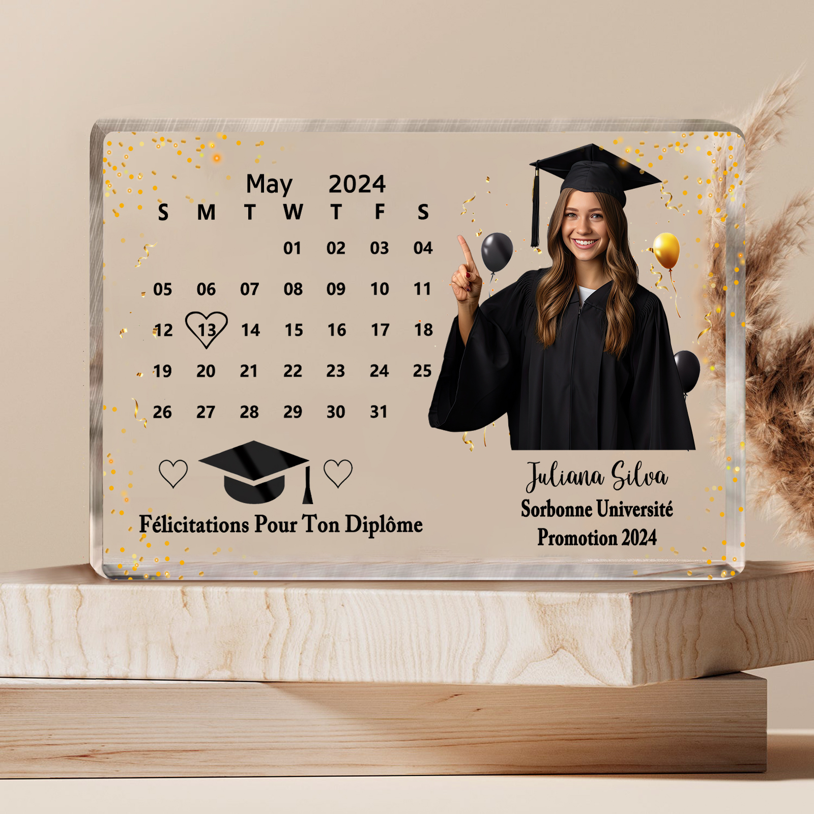 Toile de Fond de Graduation Personnalisée Luxe Marron Perlé BRP6-164