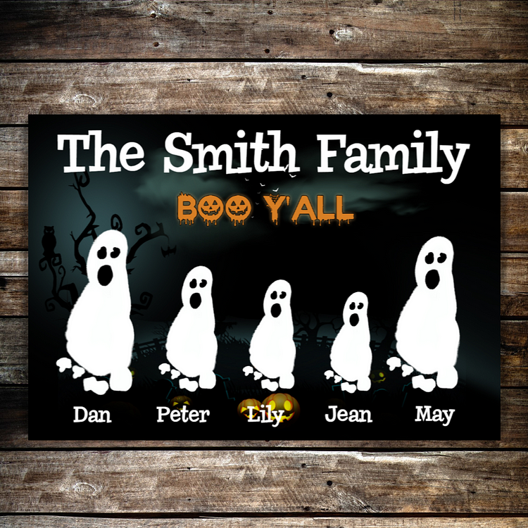 Personalized Boo Y'All Family Doormat Custom 5 Names Halloween Home Decor