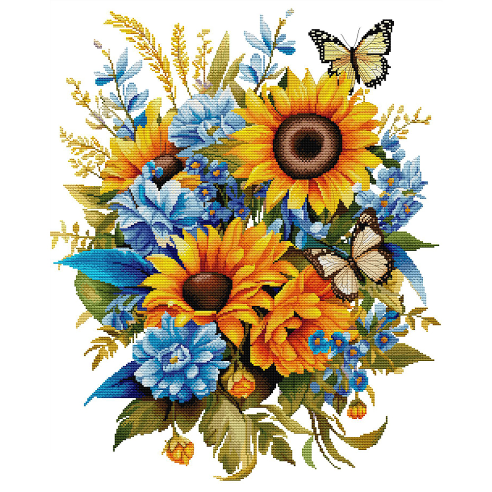 Joy Sunday Sunflower Five 14CT Stamped Cross Stitch 52*63CM