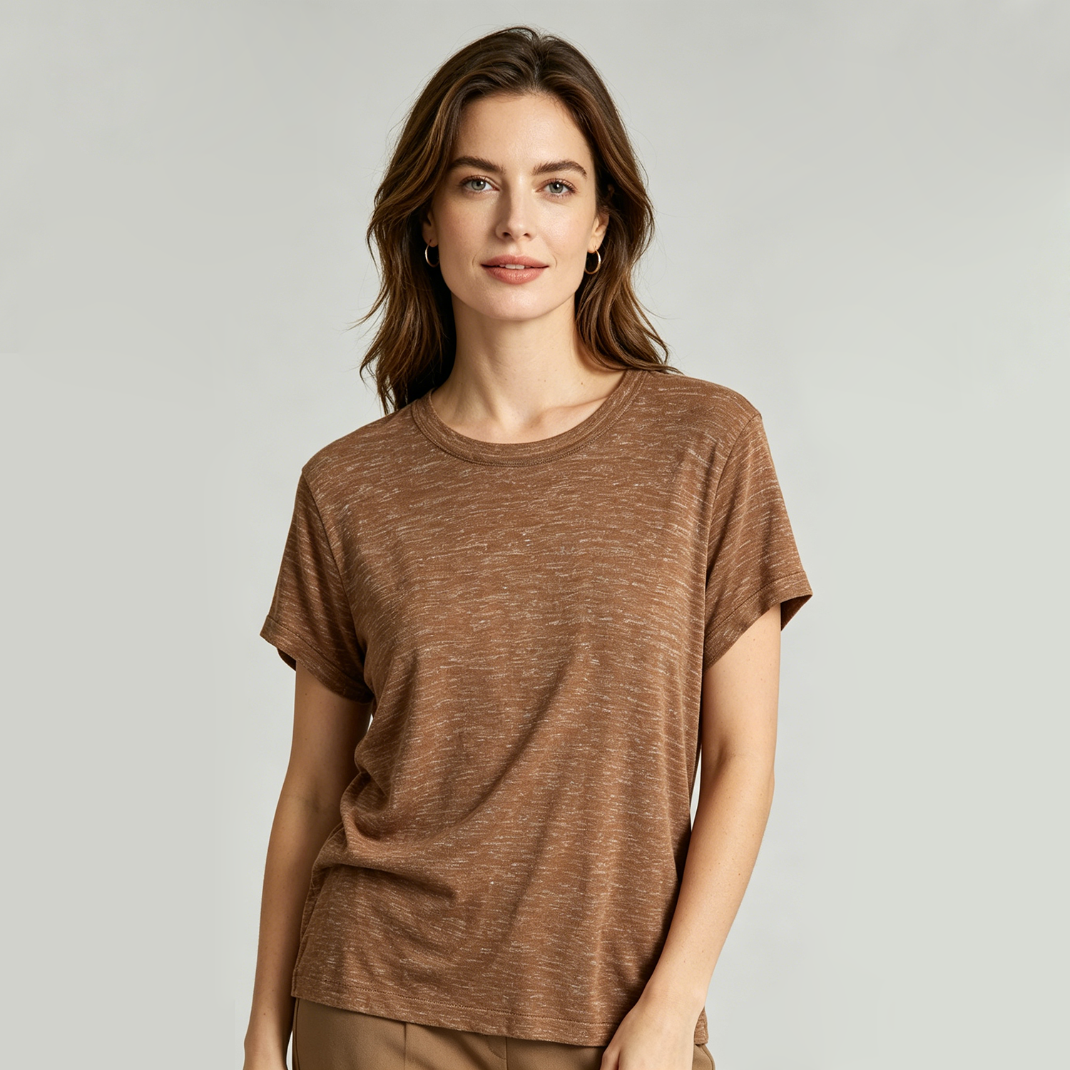 Linen T-Shirt Knit Short Sleeve Relaxed Fit Summer Vacation REAL SILK LIFE