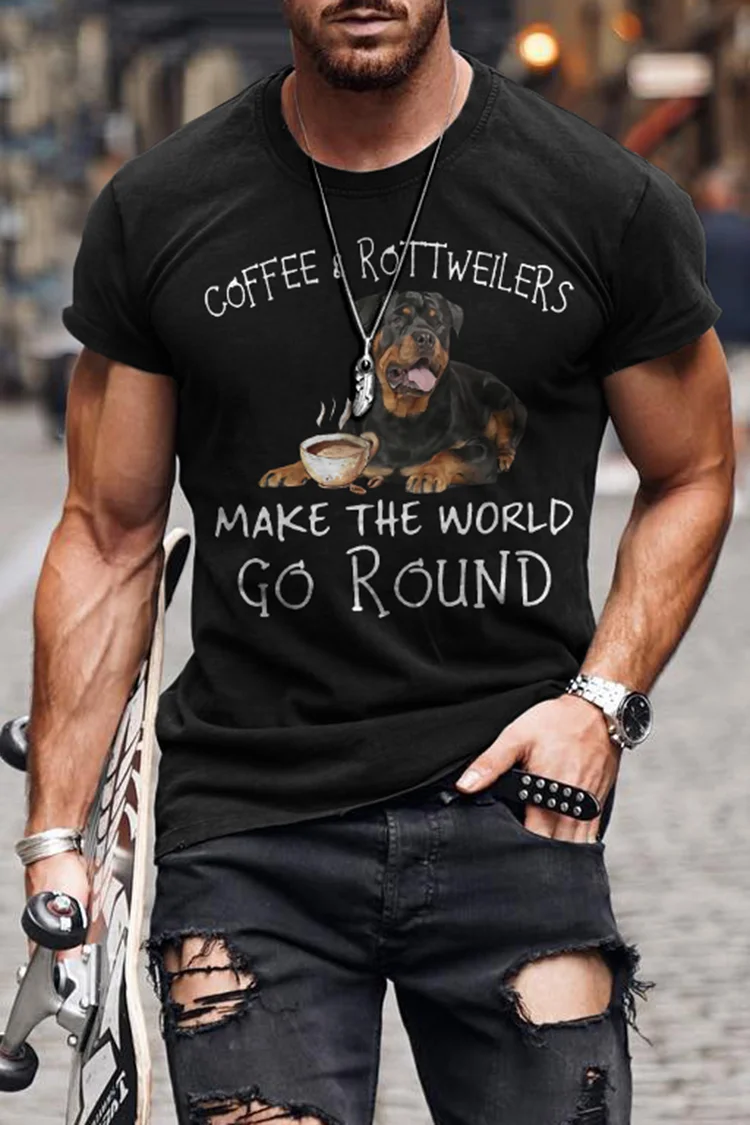 Men's Casual Pet Dog Pattern Short Sleeve T-Shirt