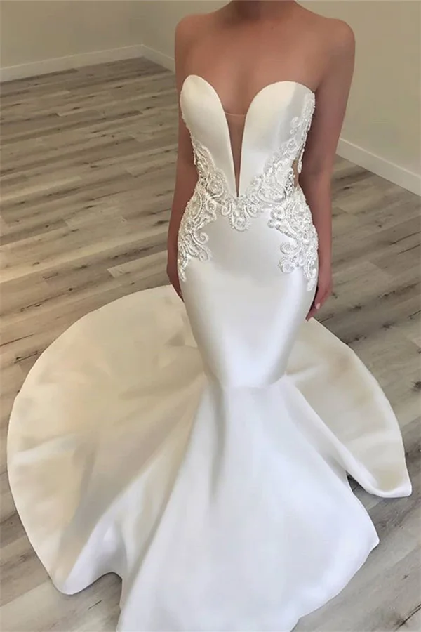 Miabel Elegant V-Neck Sleeveless Lace Applique Boho Wedding Dress Online