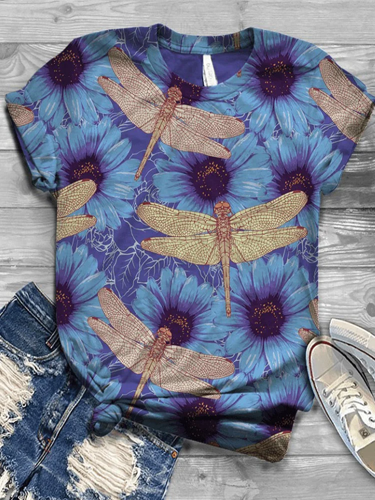Bestdealfriday Plus Size Cotton Blend Floral Vintage Crew Neck Shirts Tops 8765592