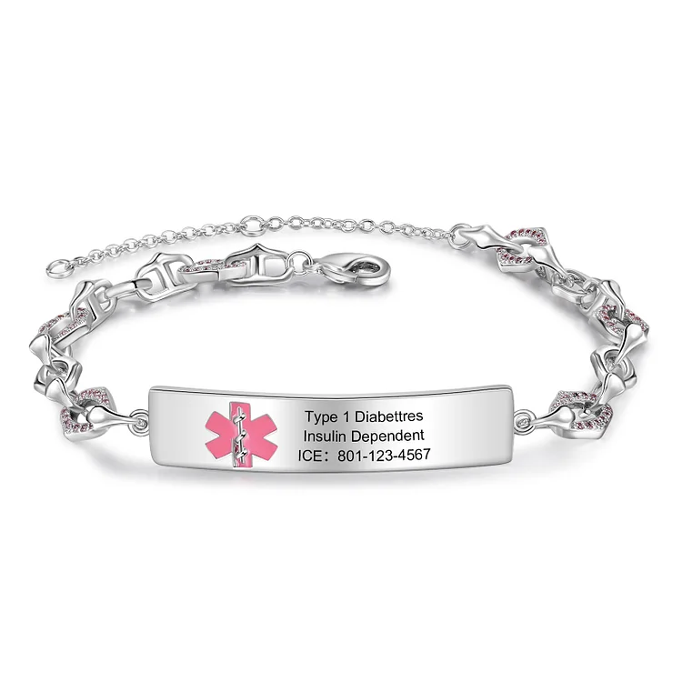 Personalized Medical Alert Bracelet Customized with Texts ID Bracelet Adjustable Gifts for Her