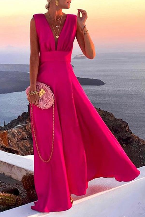 Fashion V-neck Long Dress P11752