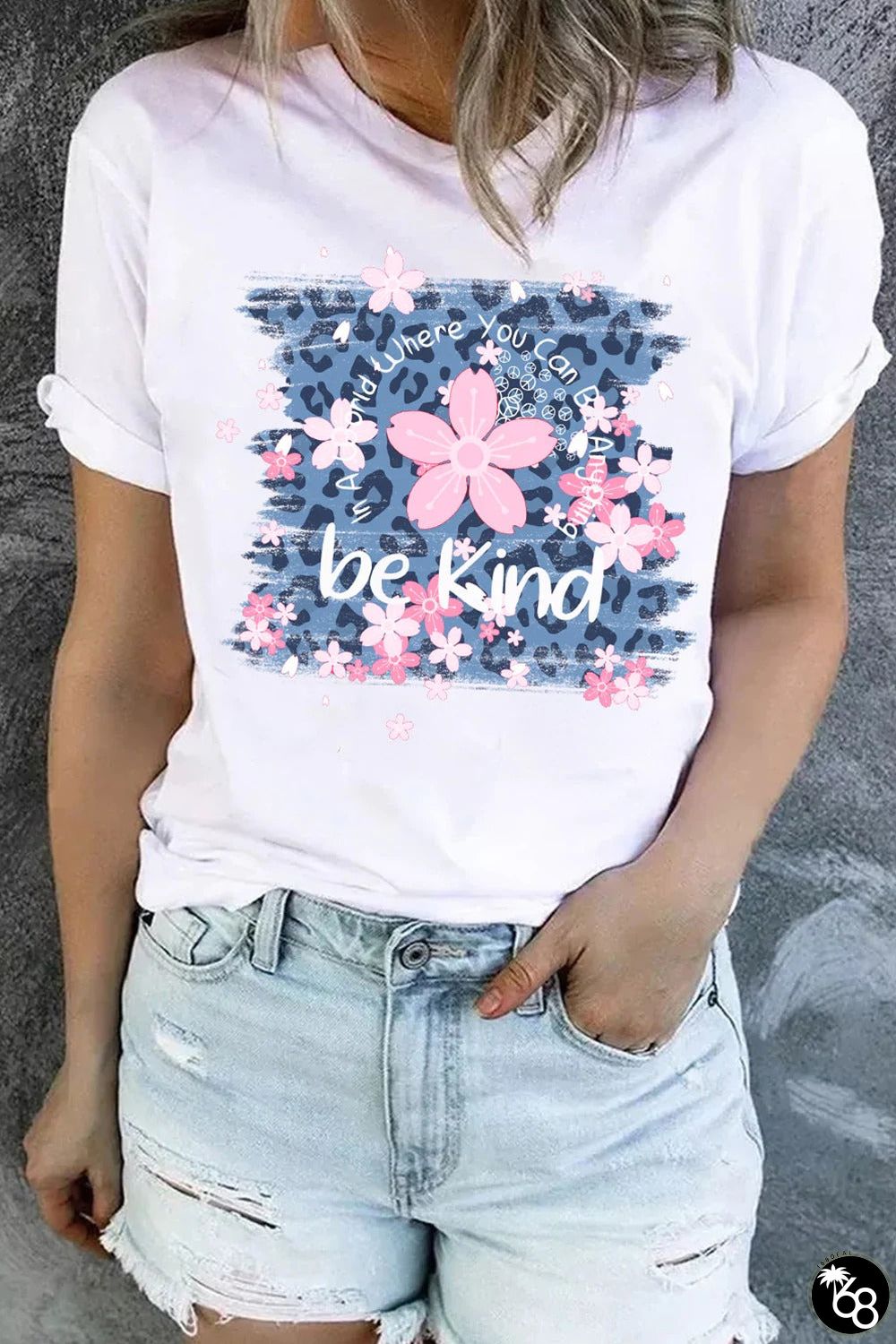 Leopard Cherry Blossom Short Sleeve Tee | 168DEAL