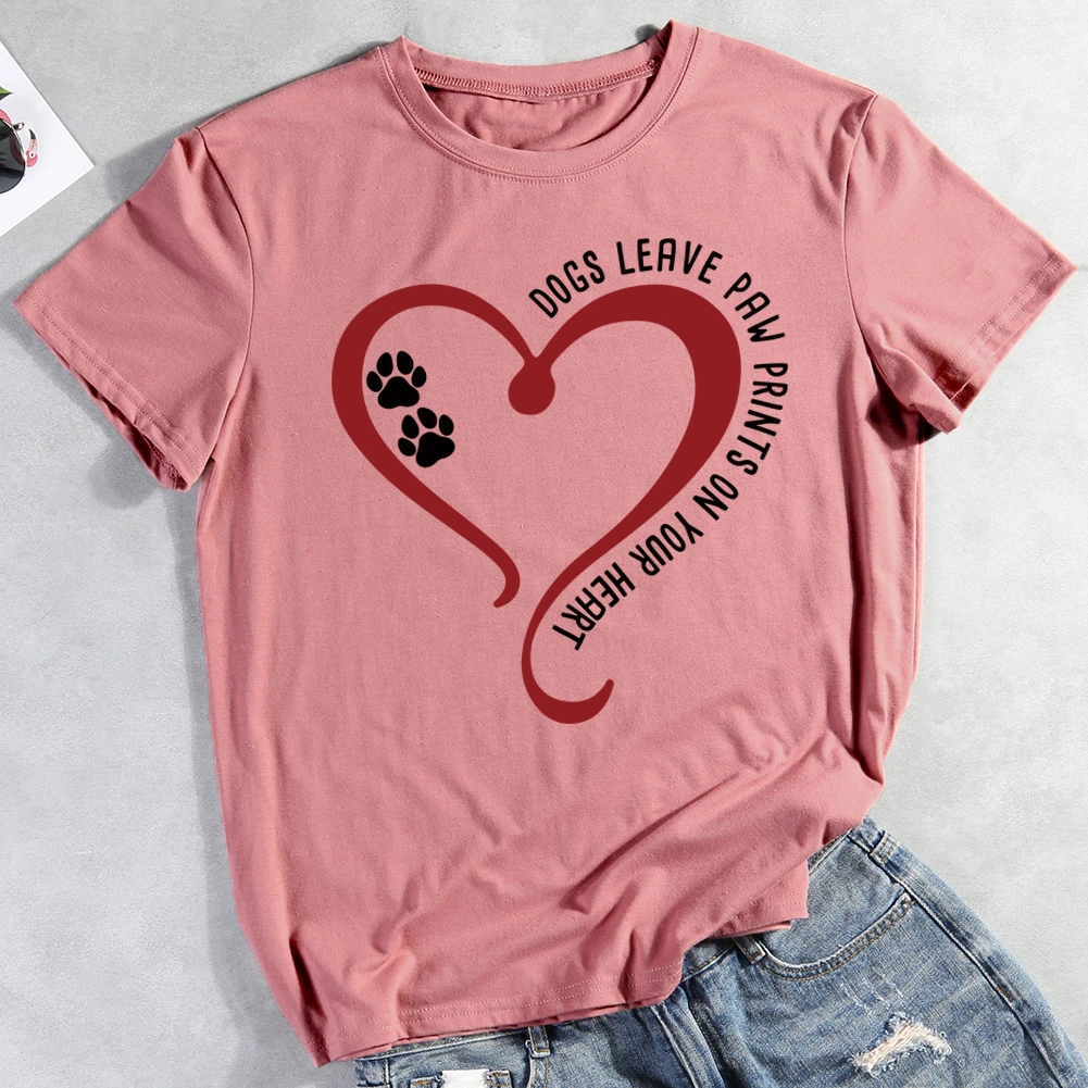 Dogs leave paw prints on your heart T-Shirt Tee-011180-Guru-buzz