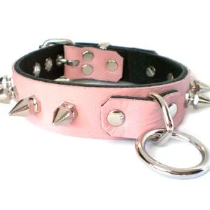 pornhint Pornhint Baby Pink BDSM Collar, spiked bondage collar, spike DDlg Collar, locking bdsm choker, spike leather collar, lockable fetish collar, sex