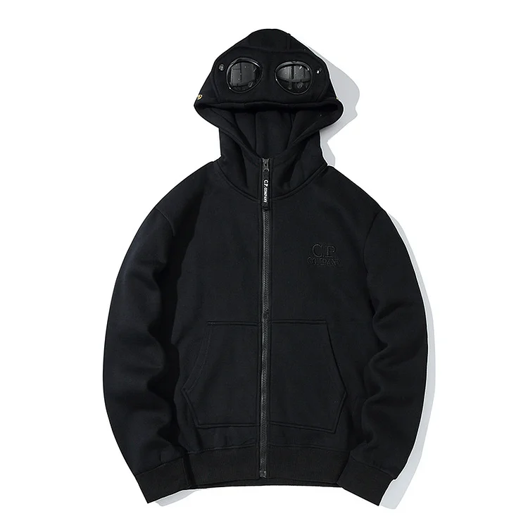 Zipper Hooded hoodies Long Sleeve  cp company All-Season Pullover Polyester Solid_ ecoleips_old
