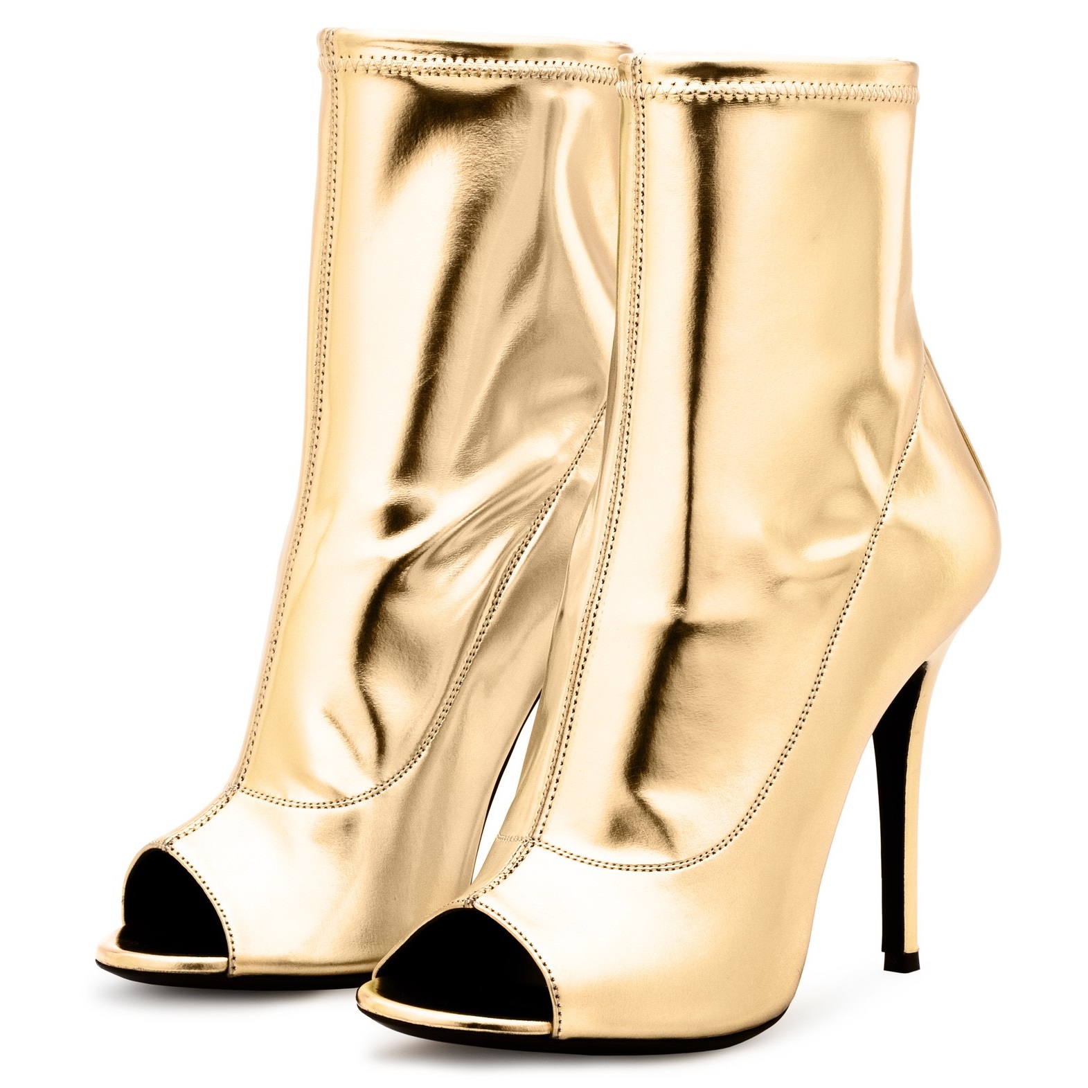 Gold shop booties heels