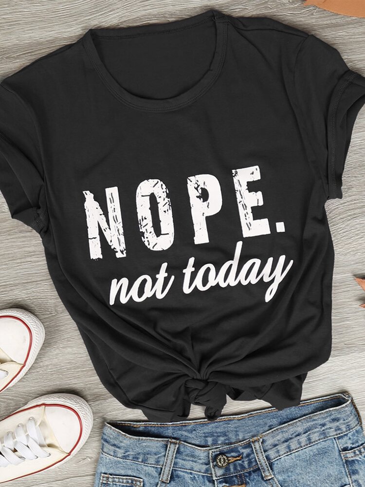 Crew Neck Letter Print Short Sleeve Casual T shirt For Women P1668971