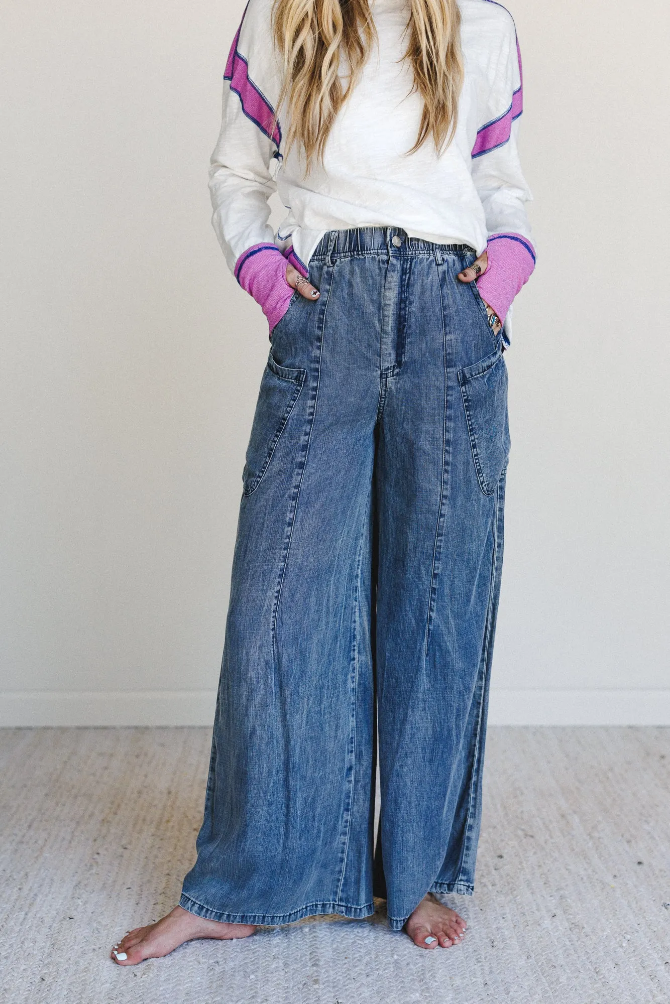 Beyond Love Wide Leg Jeans - Dark Denim