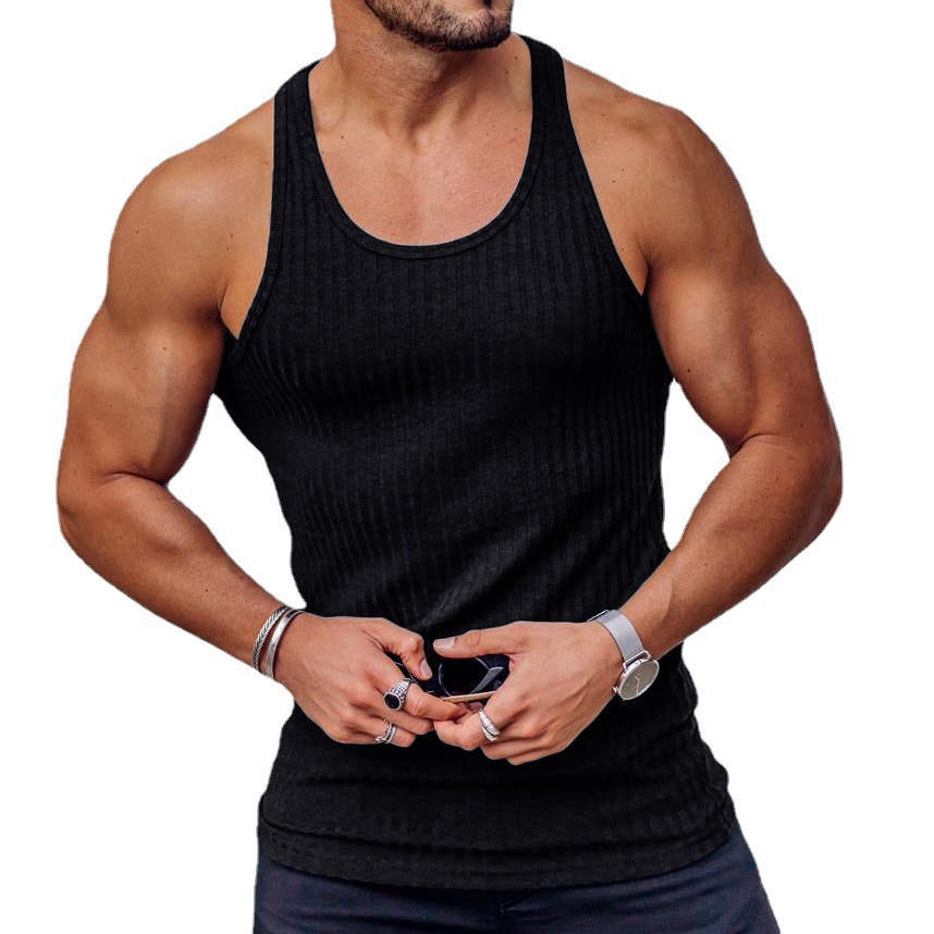 Men's Solid Color Fitness Sports Slim Knitted Vest Lixishop 