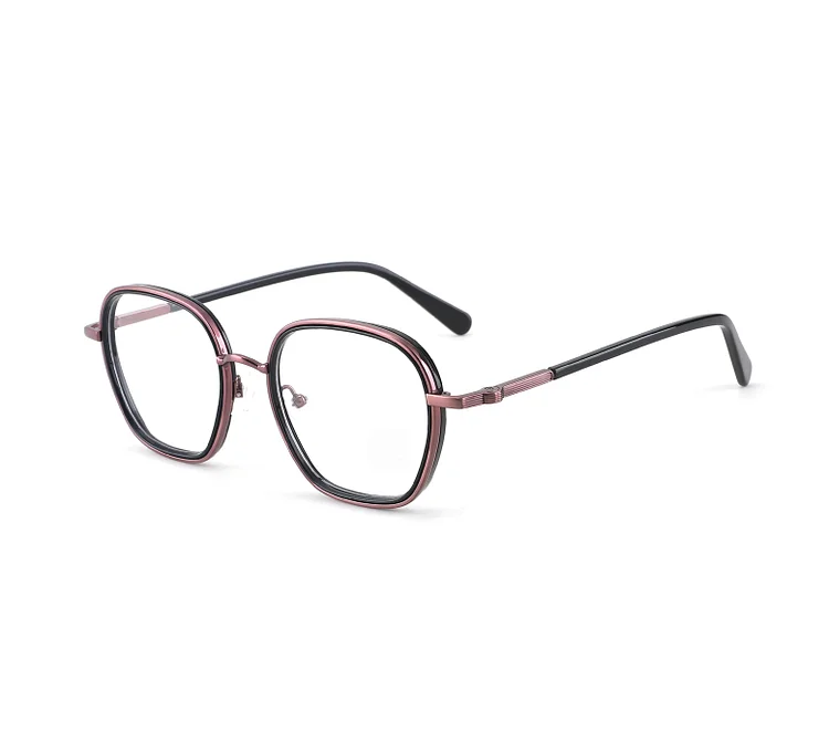 35041 Luxury Classic All Match Unisex Round Full Frame Optical Acetate Metal Spectacles