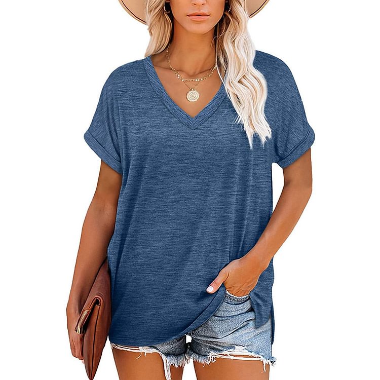 Bestdealfriday Blue V Neck Women's T-Shirt