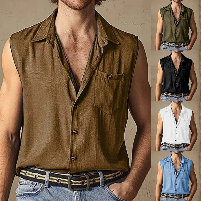 Men's Casual Lapel Single Breasted Sleeveless Vest
