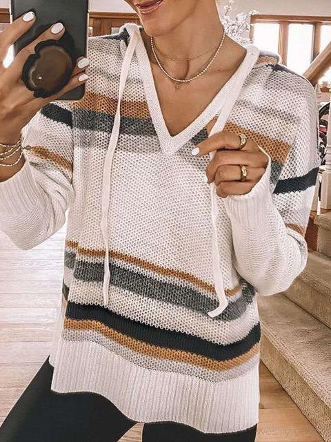 Striped V Neck Short Sweater - Shop Trendy Women's Clothing | LoverChic
