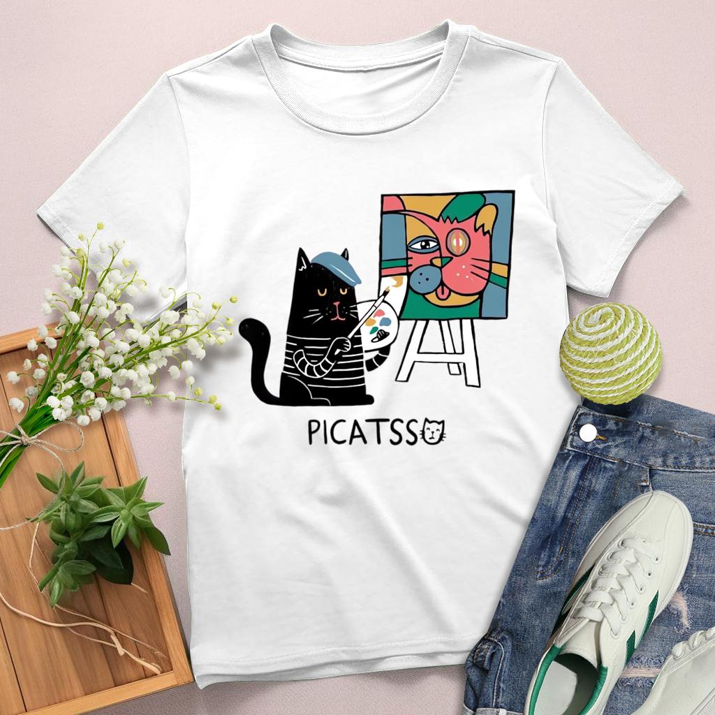 PIcatsso Round Neck T-shirt-0025230-Guru-buzz