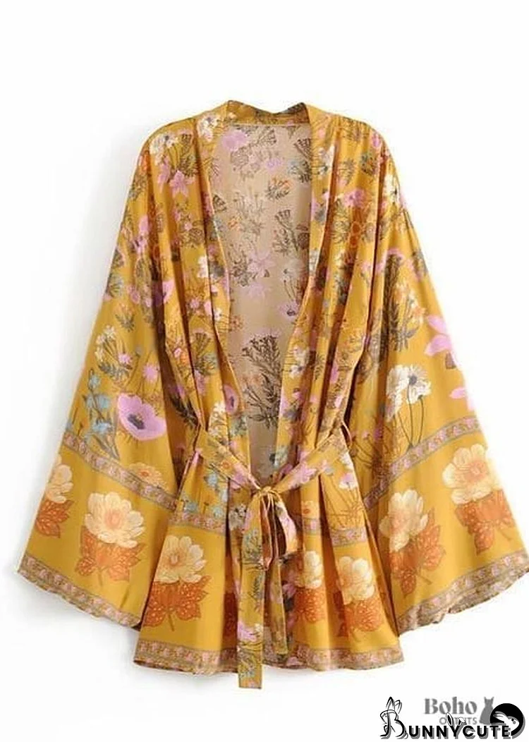 Women's Chic Violetta Boho Kimono - Yellow Dress