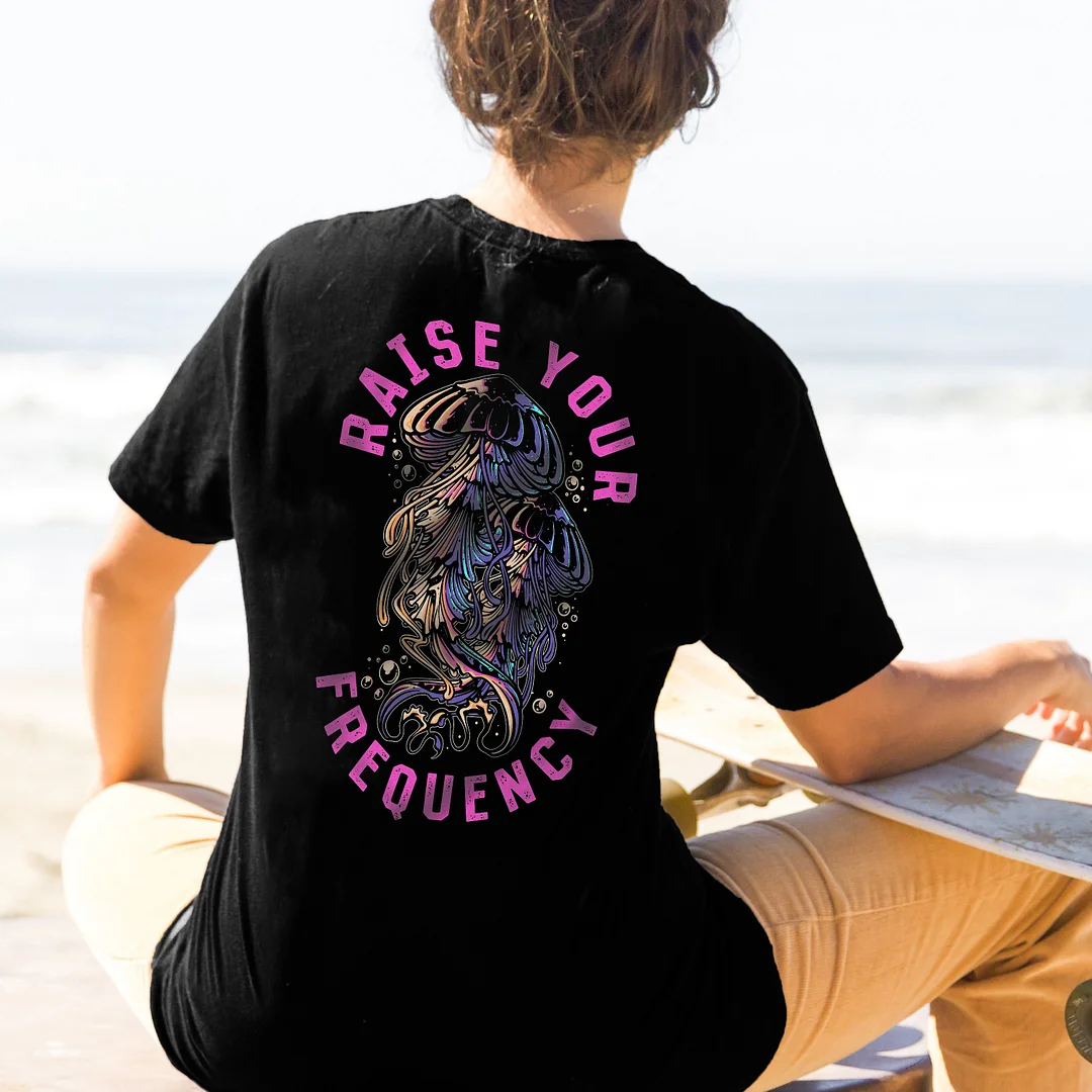Raise Your Frequency Jellyfish Printed Women's T-shirt