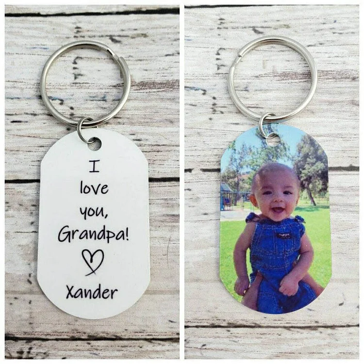 Personalized Photo Keychain Gift "I Love You Grandpa"