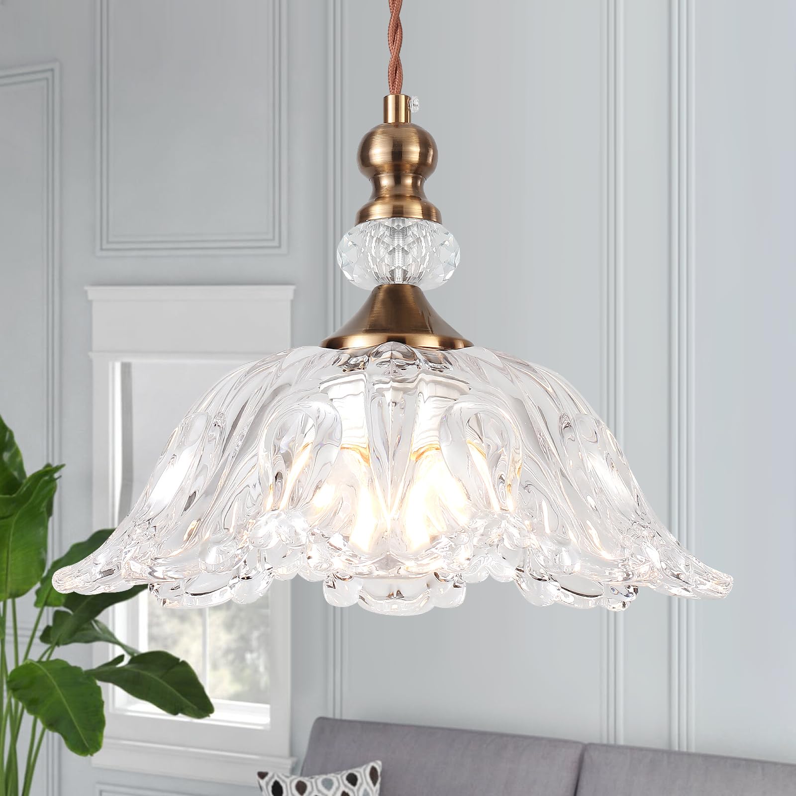 Retro Clear Luxury Blossom Glass Pendant Light