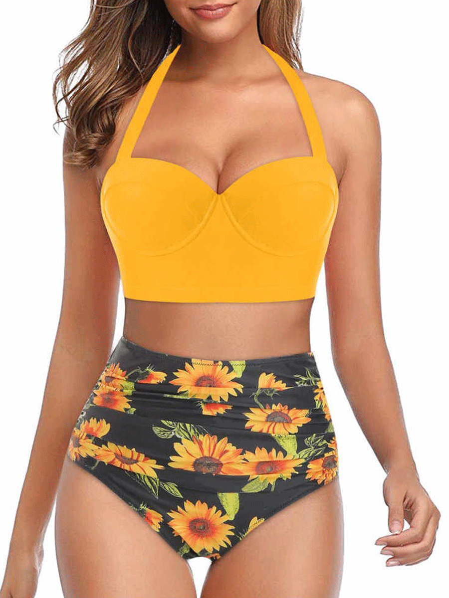 Sunflower High Waist Bikini Set
