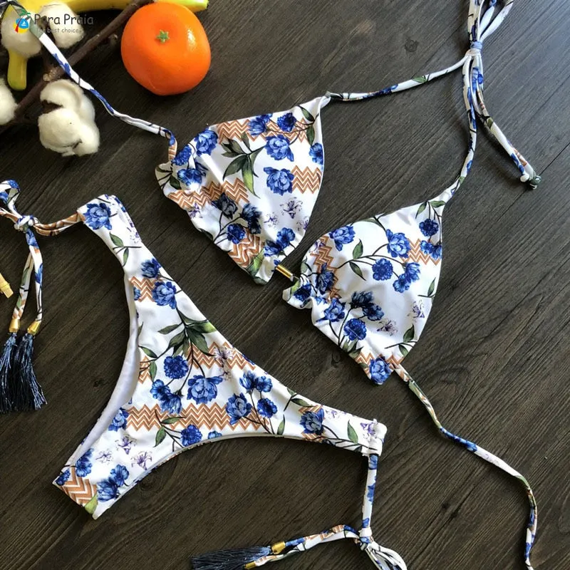 Para Praia New Bandage Micro Bikini Mini Halter Bathing Suit Brazilian