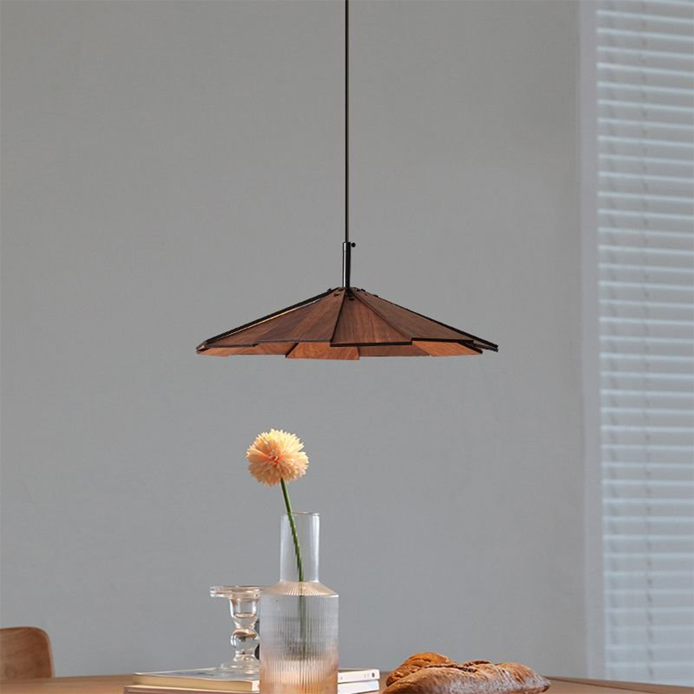 Retro Hollyhock Wood Pendant Light