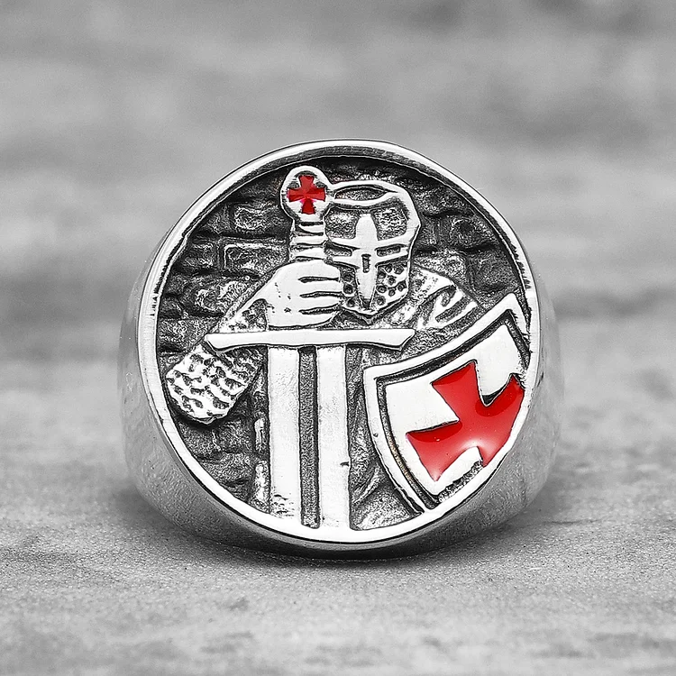 Vintage Crusader Stainless Steel Ring