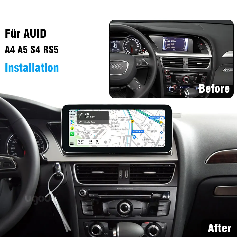 Ugode AUDI A4 A5 S4 RS5 2009-2016 year Apple CarPlay Android Auto Display Monitor Upgrade Autoradio Stereo