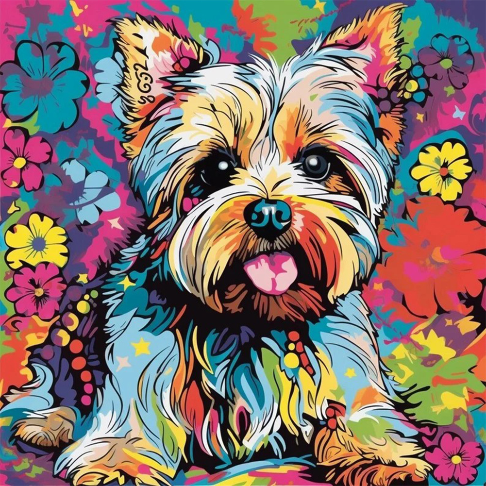 Happy Dog 40*60CM (Canvas) AB Round Drill Diamond Painting