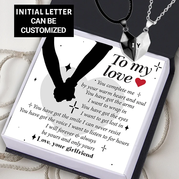 To My Love Magnetic Heart Necklace Custom Initial Love Necklace for Couple