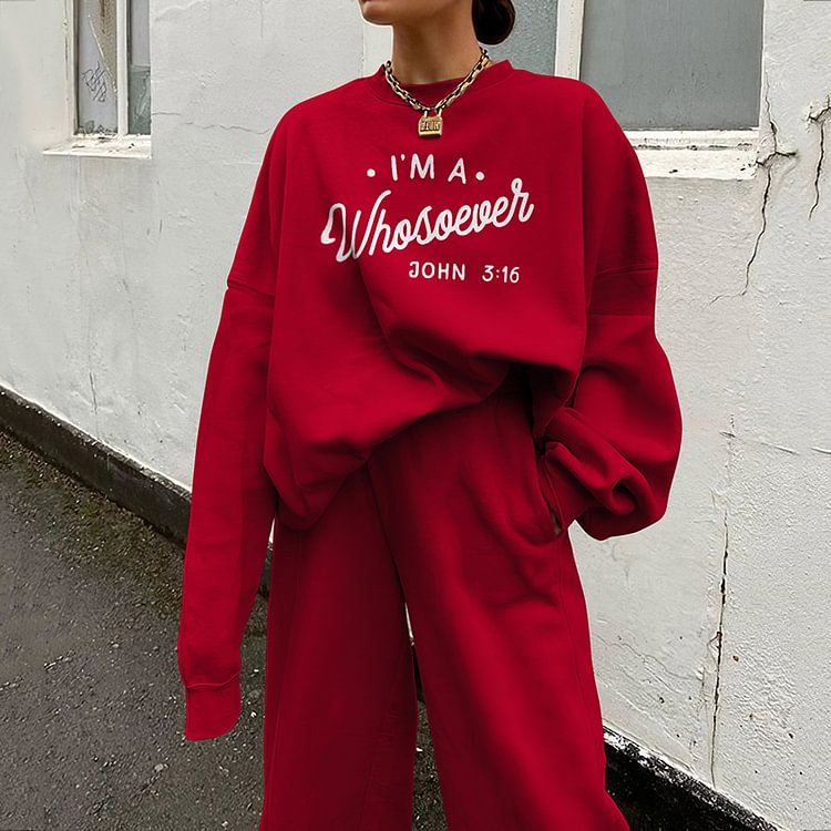 Comstylish I 'm A Whosoever John 3:16 Print Sweatshirt Two Piece Set