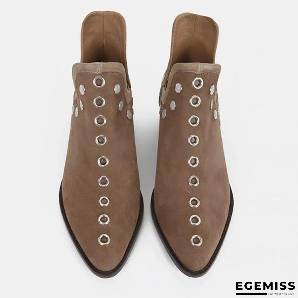 Pointed Toe Rivet Ankle Boots | EGEMISS