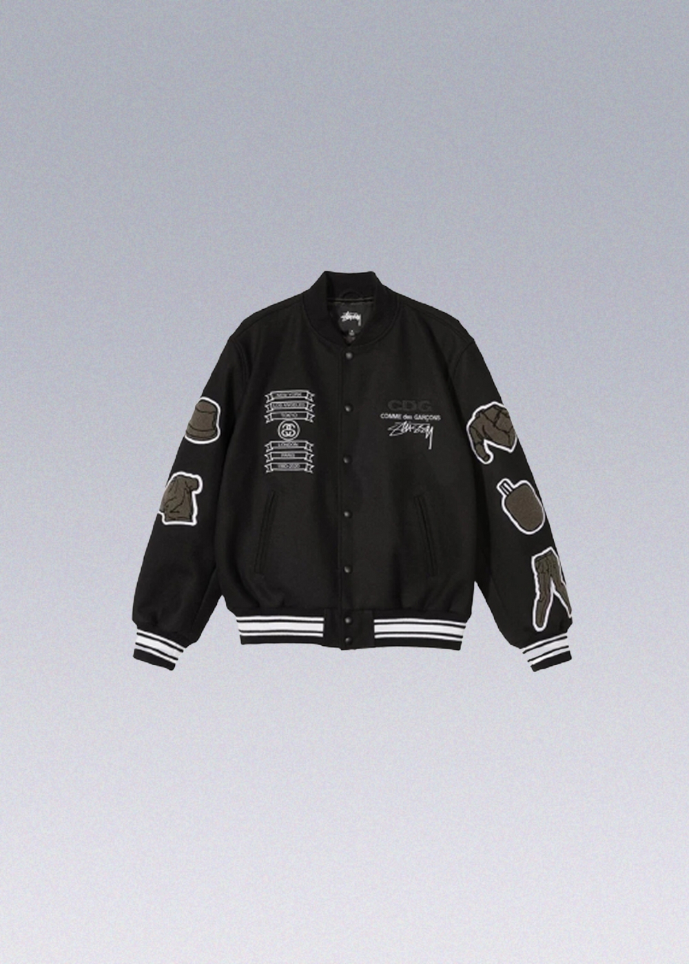 stussy cdg varsity jacketファッション