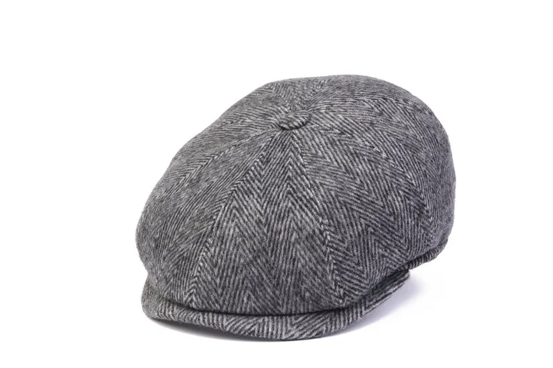 Herringbone Wool 8 Panels Newsboy Cap, Peaky  Hat