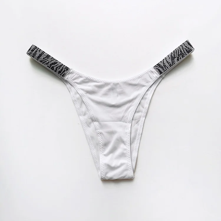 Billionm Zebra Rhinestone Shiny Sexy Underwear For Women Thongs Low Waist Sports Satin Panties Sex String Seamless Briefs Tanga