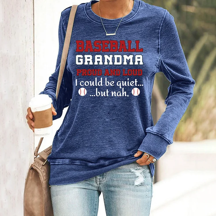 Comstylish Women's Baseball Grandma Proud And Loud Print Casaul Sweatshirt