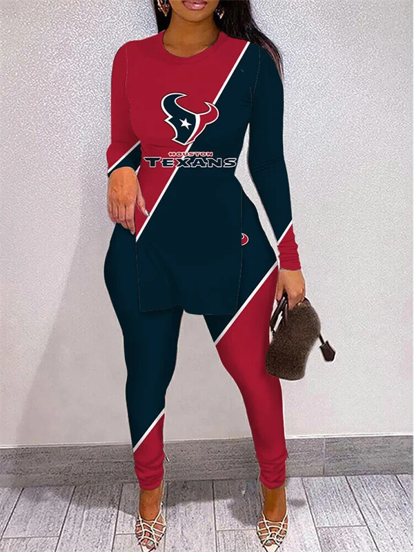 Houston TexansLimited Edition High Slit Shirts And Leggings Two-Piece Suits