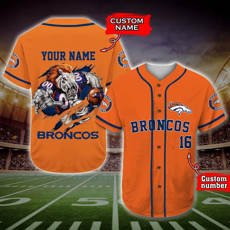 Denver Broncos Baseball Jersey NFL Fan Gifts Custom Name & Number