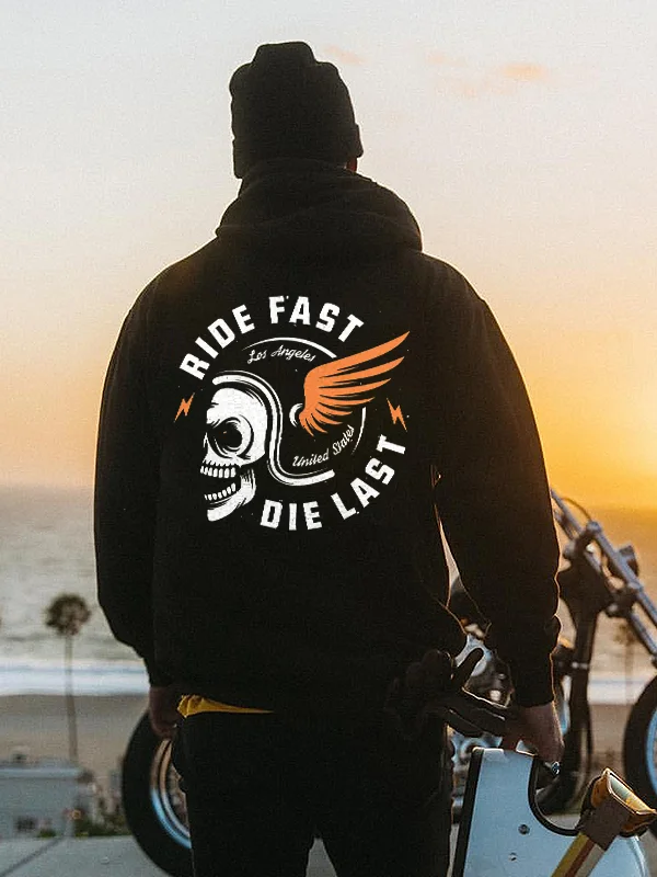 Ride Fast Die Last Skull Printed Men's Hoodie
