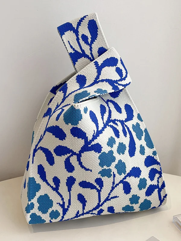Contrast Color Floral Woven Bags Handbag