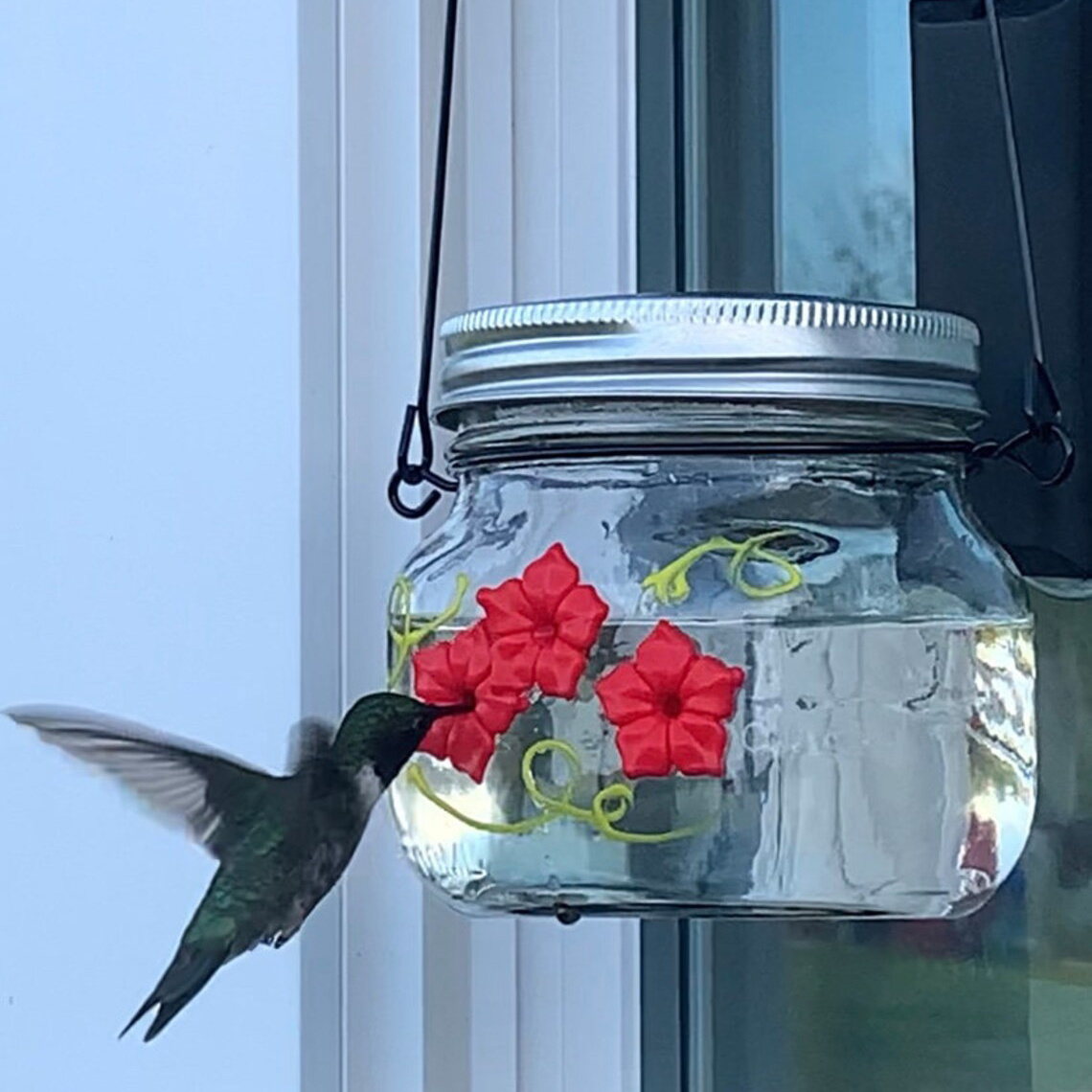 Mason Jar Hummingbird Feeder w/Three Ports | 168DEAL