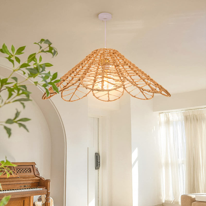Flower Shaped Rattan Pendant Light Fixtures