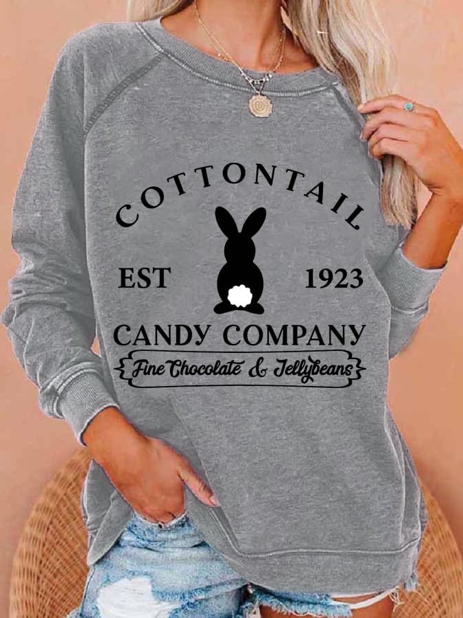 Women's Cottontail Candy Company Easter Print Sweatshirt socialshop
