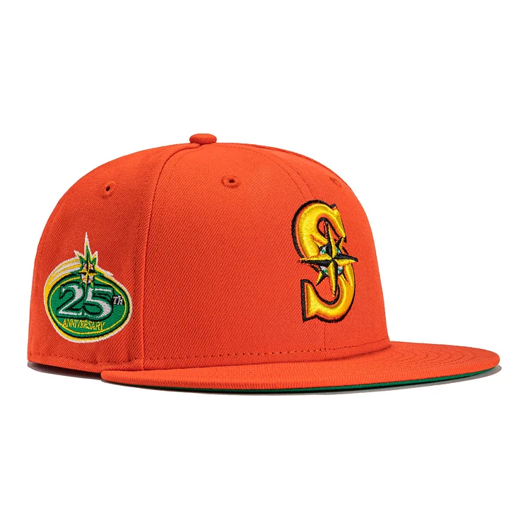 New Era 59Fifty Jack O Lantern Seattle Mariners 25th Anniversary Patch Hat - Orange QueenFunky