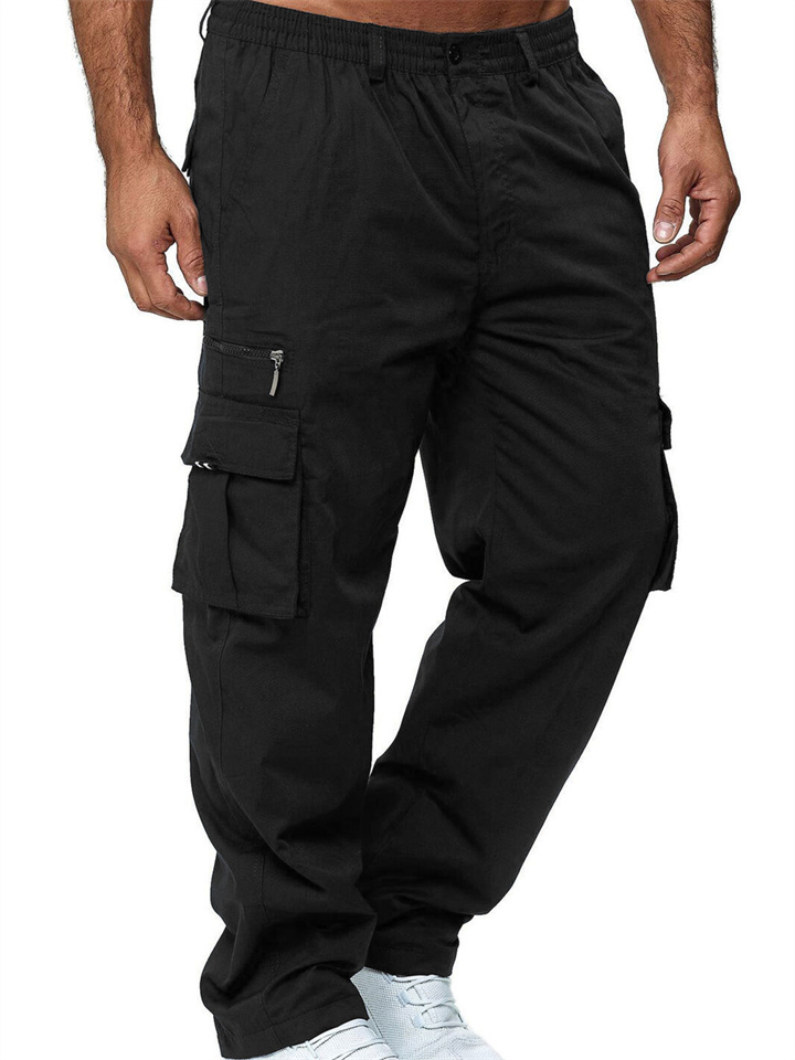 Men's Casual Multi-pocket Loose Straight Work Trousers Outdoor Trousers Fitness Trousers
