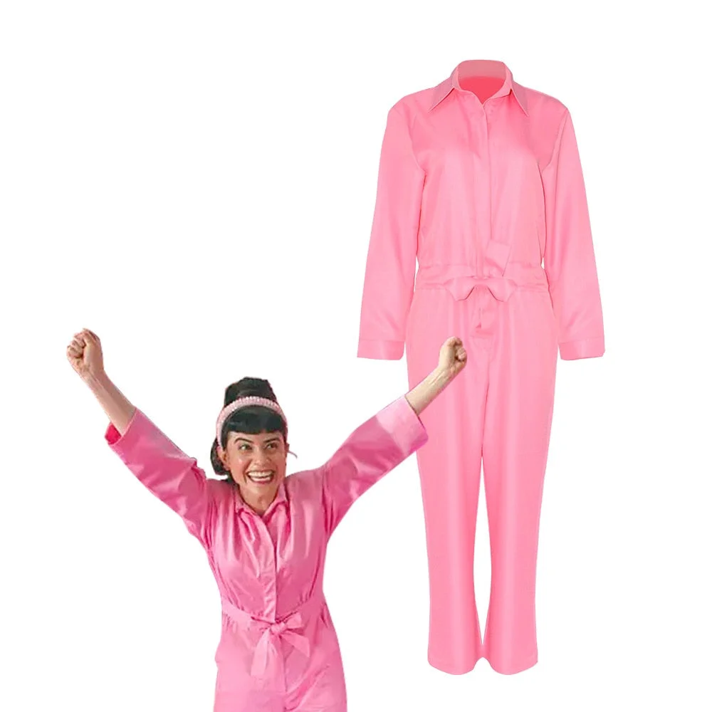 Uforever21  barbie outfits Adult Pink Jumpsuit Costume Barbie's Cheerleader Bodysuits for Women